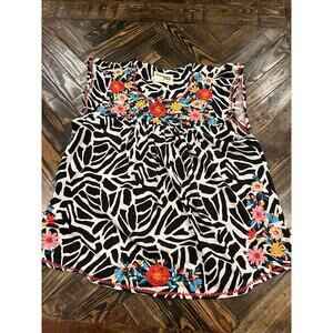 Savanna Jane Black Graphic Embellished Sleeveless Blouse